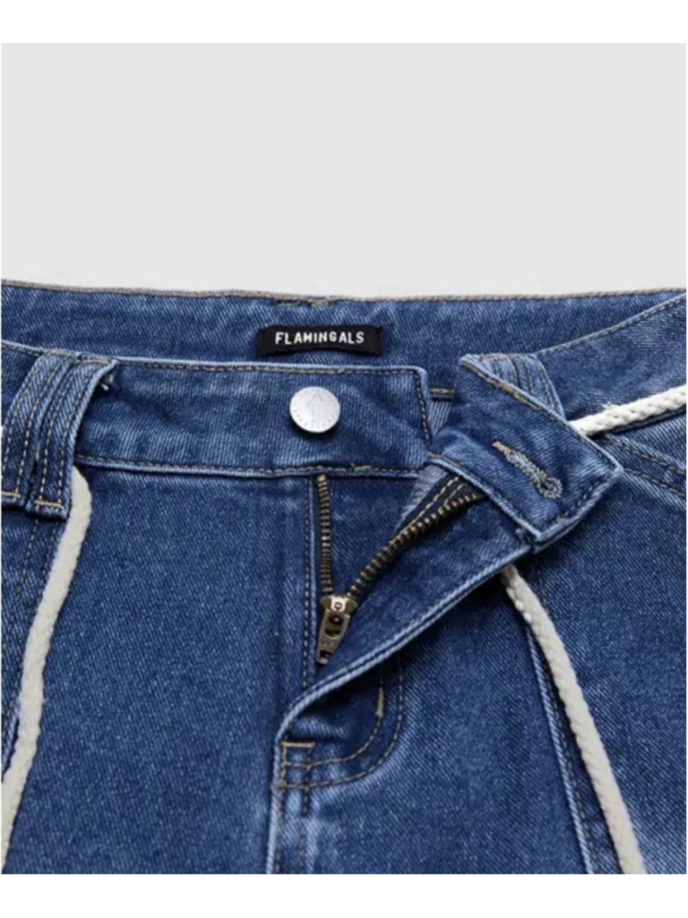 Wash Roll Hem Flap Pocket Belted Mid Rise Denim Bermuda Shorts “2XL - Picture 8 of 13